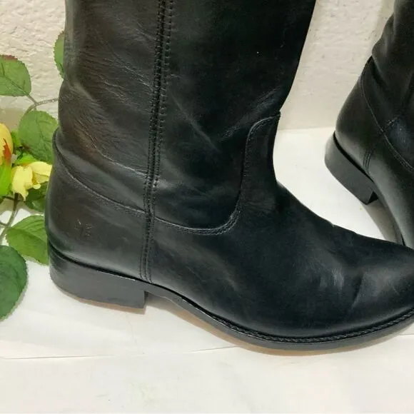 Frye Melissa Button Tall Leather Riding Boots Equestrian Boot Womens 6 Black