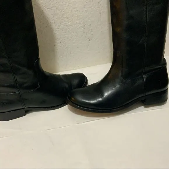 Frye Melissa Button Tall Leather Riding Boots Equestrian Boot Womens 6 Black