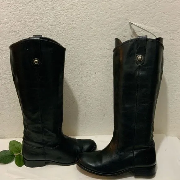 Frye Melissa Button Tall Leather Riding Boots Equestrian Boot Womens 6 Black