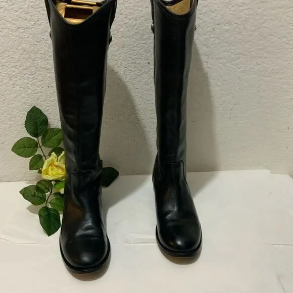 Frye Melissa Button Tall Leather Riding Boots Equestrian Boot Womens 6 Black