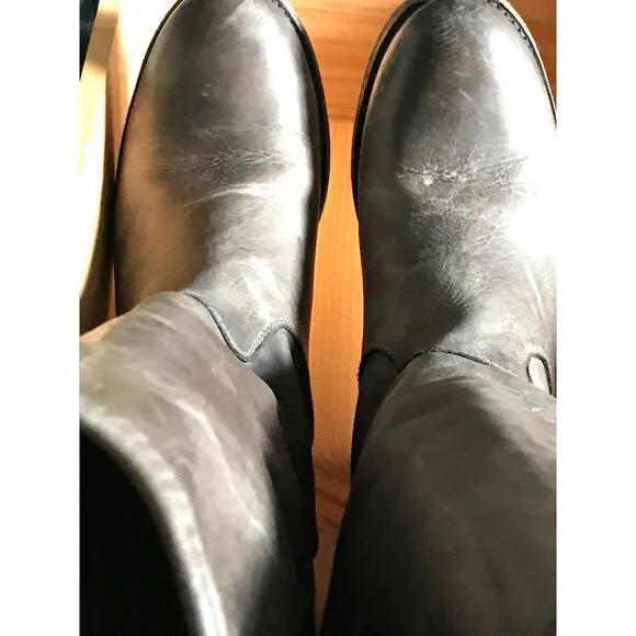 Frye Melissa Dark Moss Sage Green Distressed Leather Tall Riding Boots Size 7