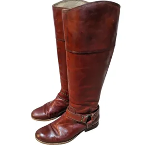 Frye Melissa Harness Inside Zip Burnt Red Boots Size 6.5 Equestrian Old Money