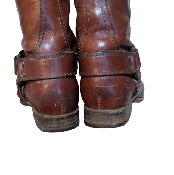 Frye Melissa Harness Inside Zip Burnt Red Boots Size 6.5 Equestrian Old Money