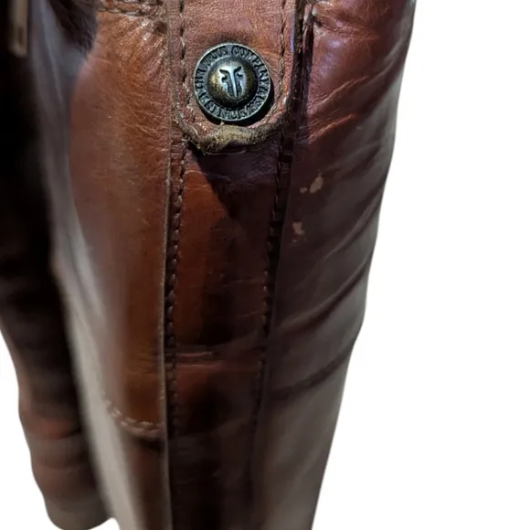 Frye Melissa Harness Inside Zip Burnt Red Boots Size 6.5 Equestrian Old Money