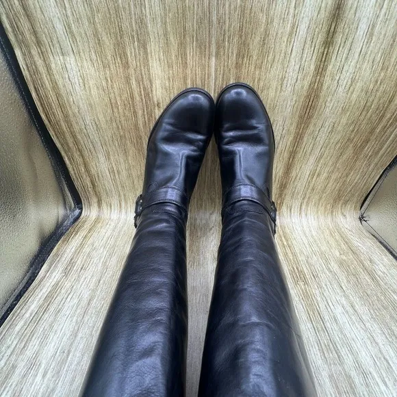 Frye Melissa Harness Tall Riding Boots Women's Size 6.5 Black Zip Shoes 76927