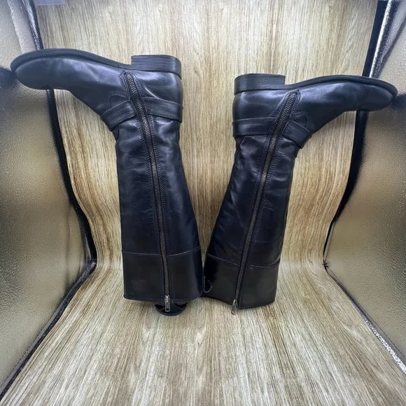 Frye Melissa Harness Tall Riding Boots Women's Size 6.5 Black Zip Shoes 76927