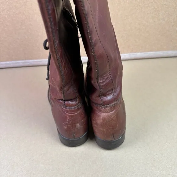 Frye Melissa Lace Up Boots Size 6.5 B Riding Equestrian / Festival Brown Leather