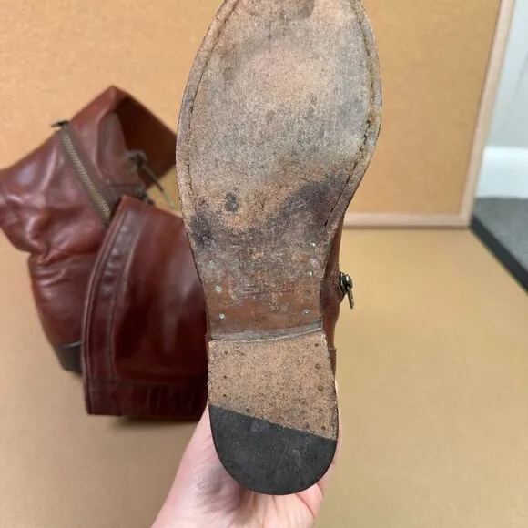 Frye Melissa Lace Up Boots Size 6.5 B Riding Equestrian / Festival Brown Leather