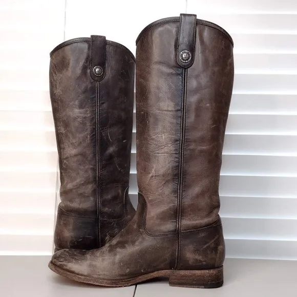 Frye Melissa Leather Distressed Equestrian Boho Sz 8 1/2 B Riding Boots