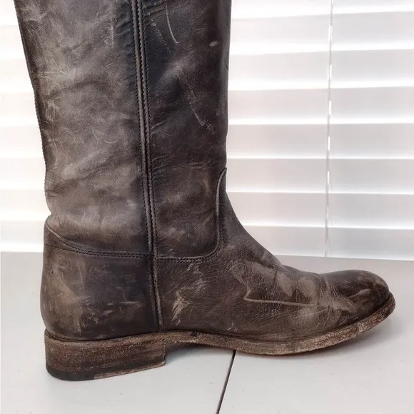 Frye Melissa Leather Distressed Equestrian Boho Sz 8 1/2 B Riding Boots