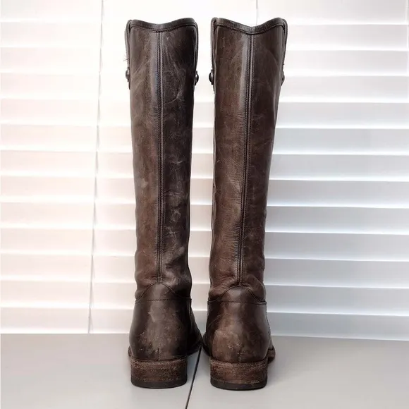 Frye Melissa Leather Distressed Equestrian Boho Sz 8 1/2 B Riding Boots