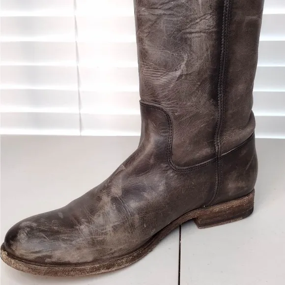 Frye Melissa Leather Distressed Equestrian Boho Sz 8 1/2 B Riding Boots