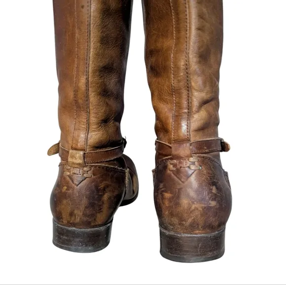 Frye Melissa Seam Riding Boots Women's Size 9.5 B Cognac Leather 3475445 Preppy
