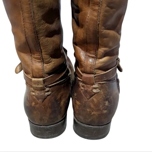 Frye Melissa Seam Riding Boots Women's Size 9.5 B Cognac Leather 3475445 Preppy