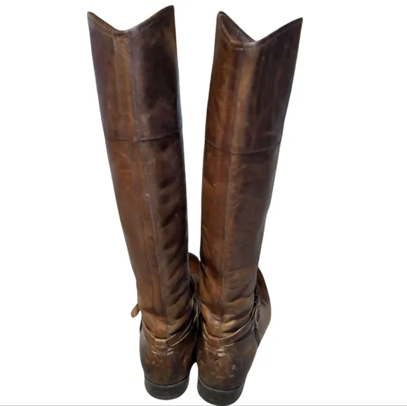 Frye Melissa Seam Riding Boots Women's Size 9.5 B Cognac Leather 3475445 Preppy