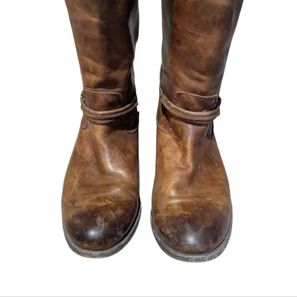 Frye Melissa Seam Riding Boots Women's Size 9.5 B Cognac Leather 3475445 Preppy