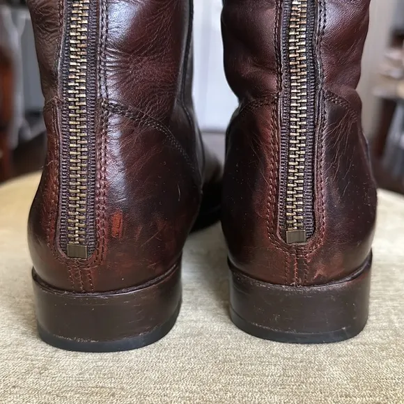 FRYE Melissa Stud Equestrian Tall Riding Boots Cognac Brown Leather 8.5M