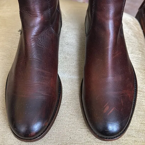 FRYE Melissa Stud Equestrian Tall Riding Boots Cognac Brown Leather 8.5M