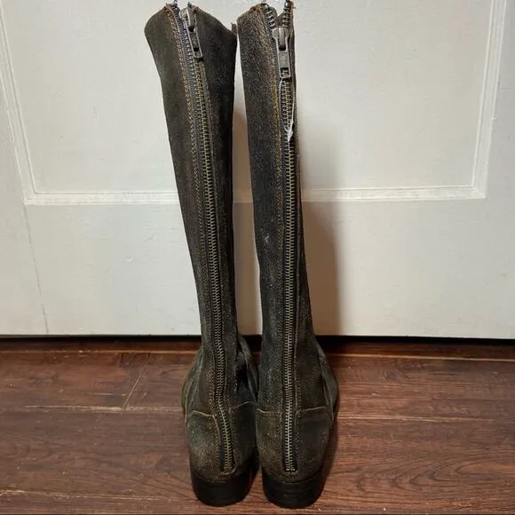 FRYE MELISSA STUD LEATHER Back Zip RIDING BOOTS Equestrian Metallic Anthracite 6