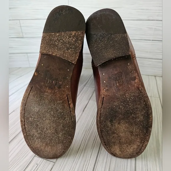 Frye Melissa Tall Button Leather Boots in Cognac Brown Size 7