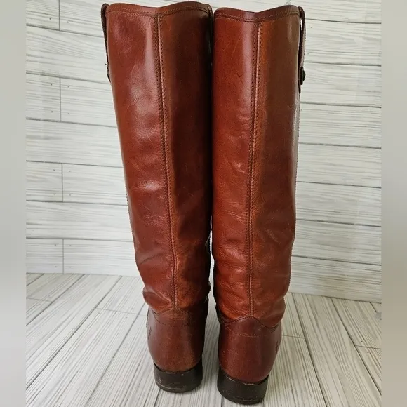 Frye Melissa Tall Button Leather Boots in Cognac Brown Size 7