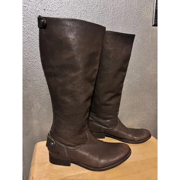 Frye Melissa Western Cowgirl #76340 Knee High Rear Snaps Zipper Leather Boots