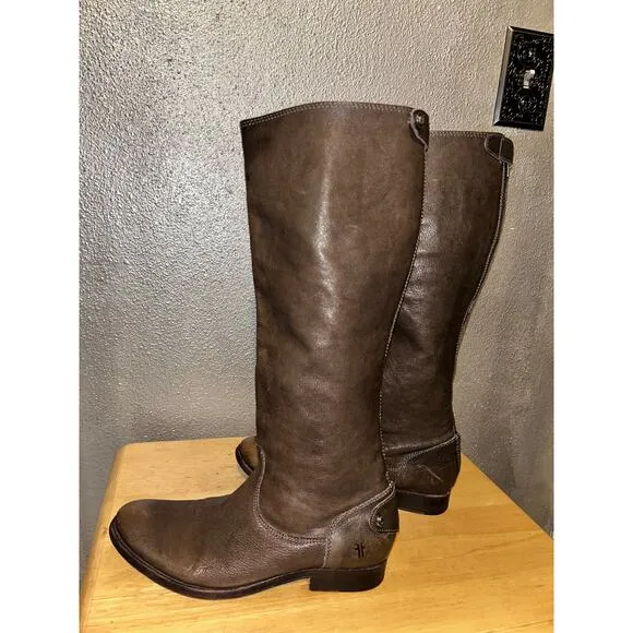 Frye Melissa Western Cowgirl #76340 Knee High Rear Snaps Zipper Leather Boots