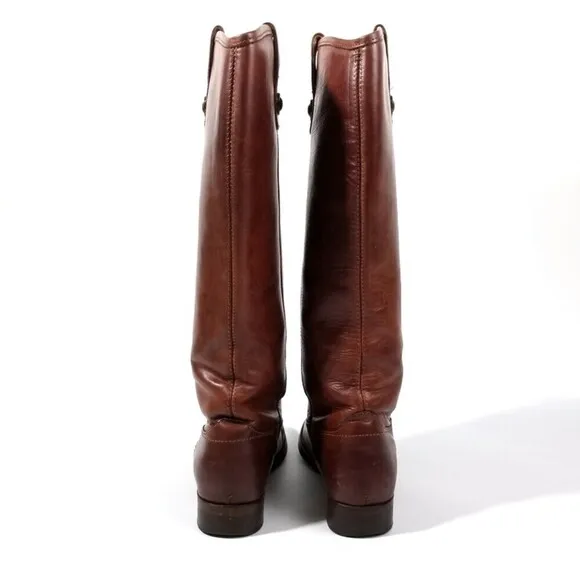 FRYE Melissa Whiskey Leather Button Lug Tall Boots Western Horse Gir Equestrian