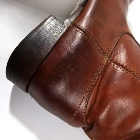 FRYE Melissa Whiskey Leather Button Lug Tall Boots Western Horse Gir Equestrian