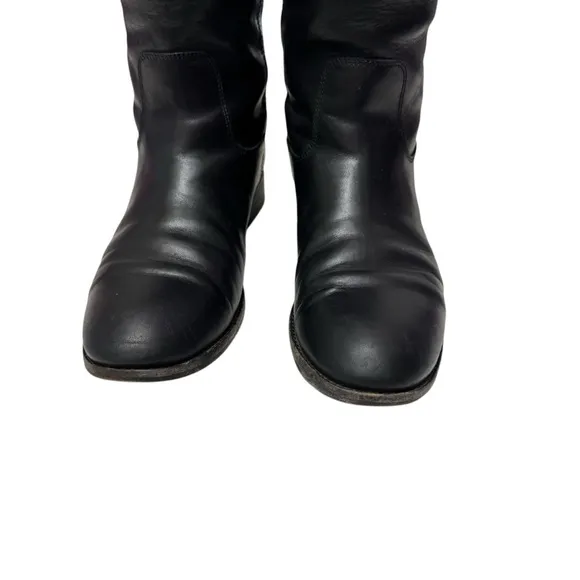 FRYE Melissa Button 2 Women’s Black Leather Knee High Equestrian Boots Size 8