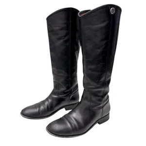 FRYE Melissa Button 2 Women’s Black Leather Knee High Equestrian Boots Size 8
