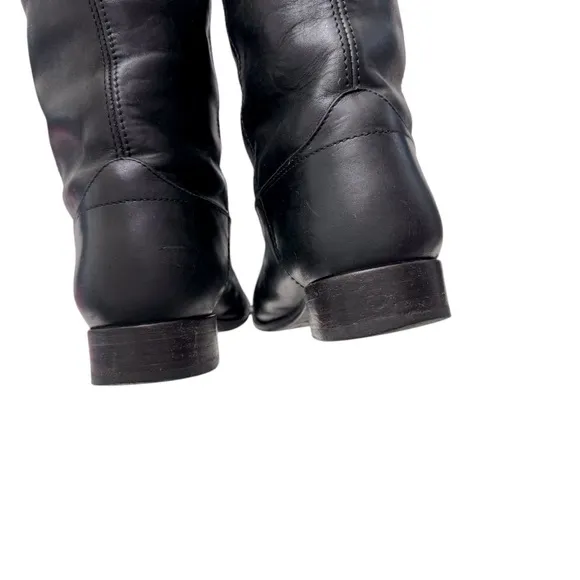 FRYE Melissa Button 2 Women’s Black Leather Knee High Equestrian Boots Size 8