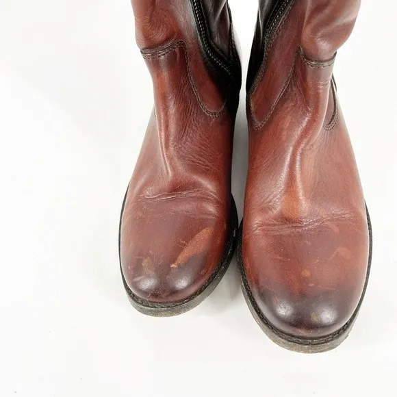 Frye Molly Boots Brown Leather Women’s Size 6 Button Tab Riding Equestrian