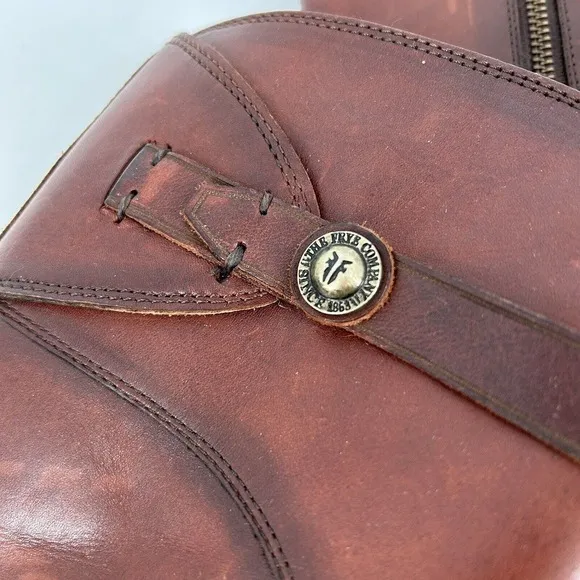 Frye Molly Boots Brown Leather Women’s Size 6 Button Tab Riding Equestrian