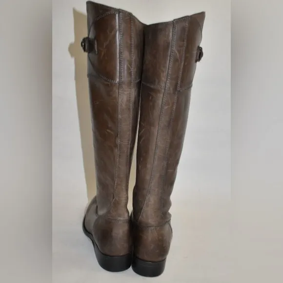 FRYE Molly Button Tall Knee Distressed Brown Smoke LeatherRidingBoots Womens 8.5