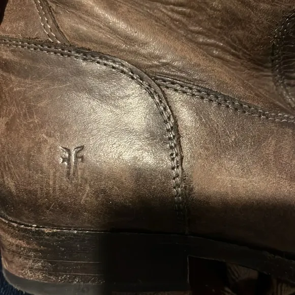 FRYE Molly Button Tall Knee Distressed Brown Smoke LeatherRidingBoots Womens 8.5