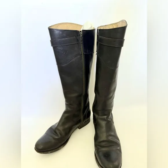 Frye Molly Riding Boots Black Leather Vintage Equestrian