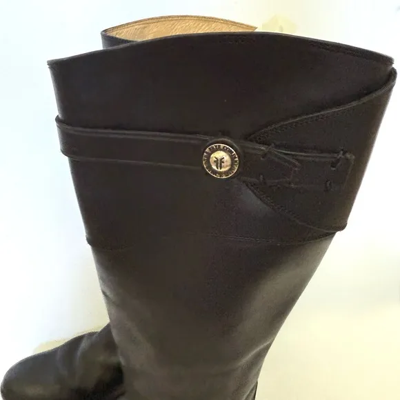 Frye Molly Riding Boots Black Leather Vintage Equestrian