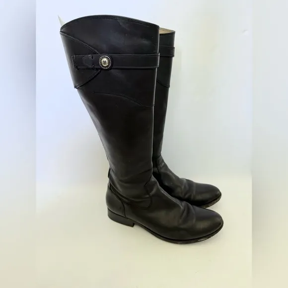Frye Molly Riding Boots Black Leather Vintage Equestrian
