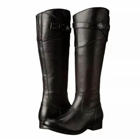 Frye Molly Riding Boots Black Leather Vintage Equestrian