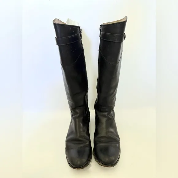 Frye Molly Riding Boots Black Leather Vintage Equestrian