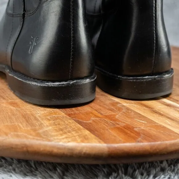 FRYE Paige Short Black Leather Riding Ankle Boots Size 6.5 B