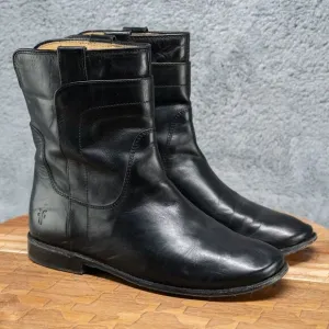FRYE Paige Short Black Leather Riding Ankle Boots Size 6.5 B