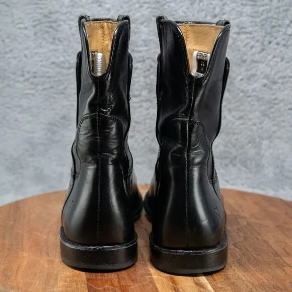 FRYE Paige Short Black Leather Riding Ankle Boots Size 6.5 B