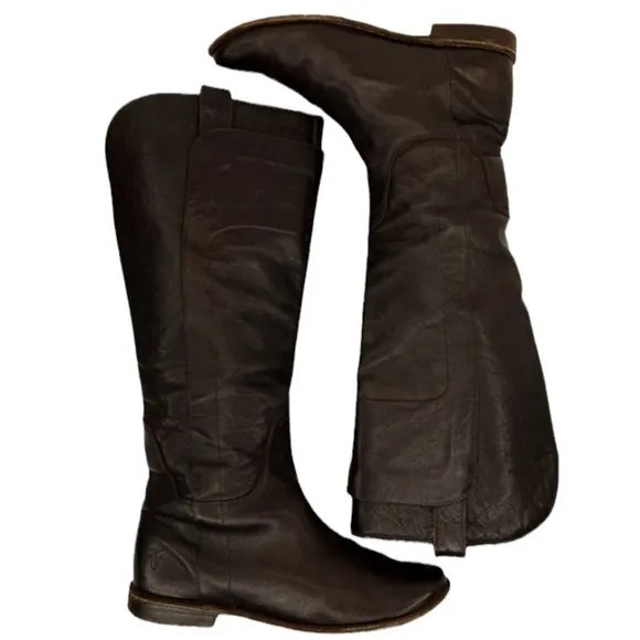 Frye Paige Tall Dark Brown Equestrian Knee High Riding Boots
