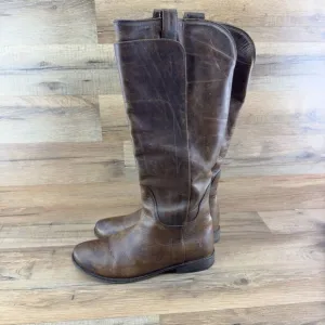 Frye Paige Tall Riding Boots Slate/Dark Brown Sz 7.5B