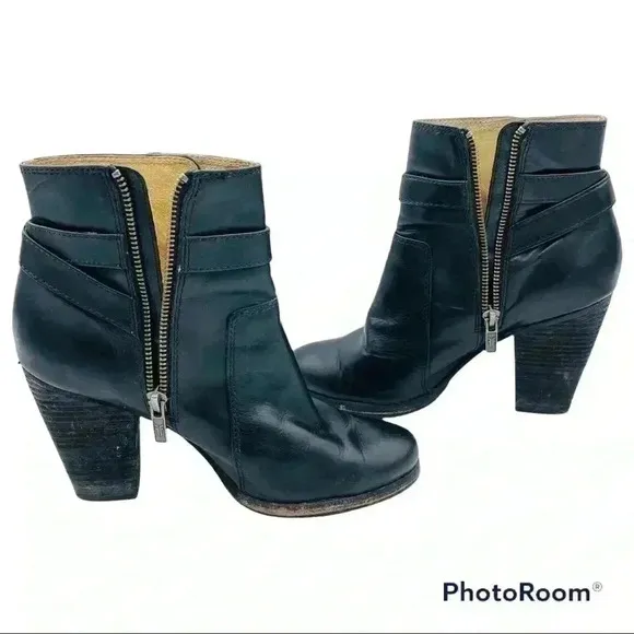 Frye Patty Black Leather Riding Heeled Boots