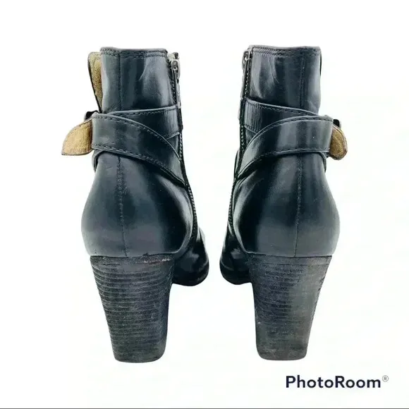 Frye Patty Black Leather Riding Heeled Boots