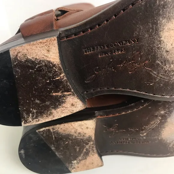 Frye Phillip Harness Tall Cognac Leather Zip Up Boots Womens Sz 7 Equestrian
