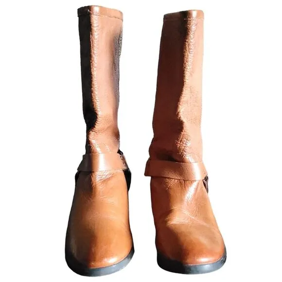 Frye Phillips Harness Tall Boots Back Zipper Whiskey Boots womens 6-6.5